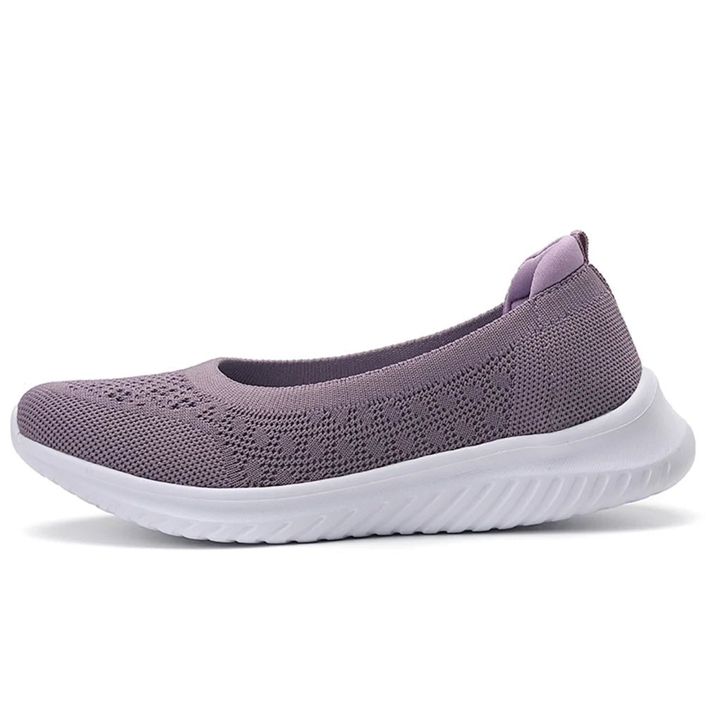 Women Knit Sneakers Slip On Flat Shoes Lightweight Loafers/Walking Sneakers Nursing Flats for Indoor Outdoor
