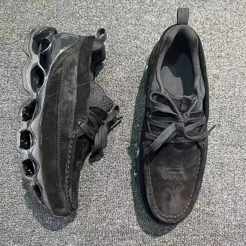 New Spring Summer Casual Leather Shoes Korean Style Round Toe/Lace Up Elevator Sole Minimalist Elegant Fashion Footwear