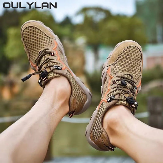 Oulylan Summer Breathable Men Hiking Shoes Mesh Outdoor Men/Climbing Shoes Men Sport Shoes Quick-dry Water Shoes