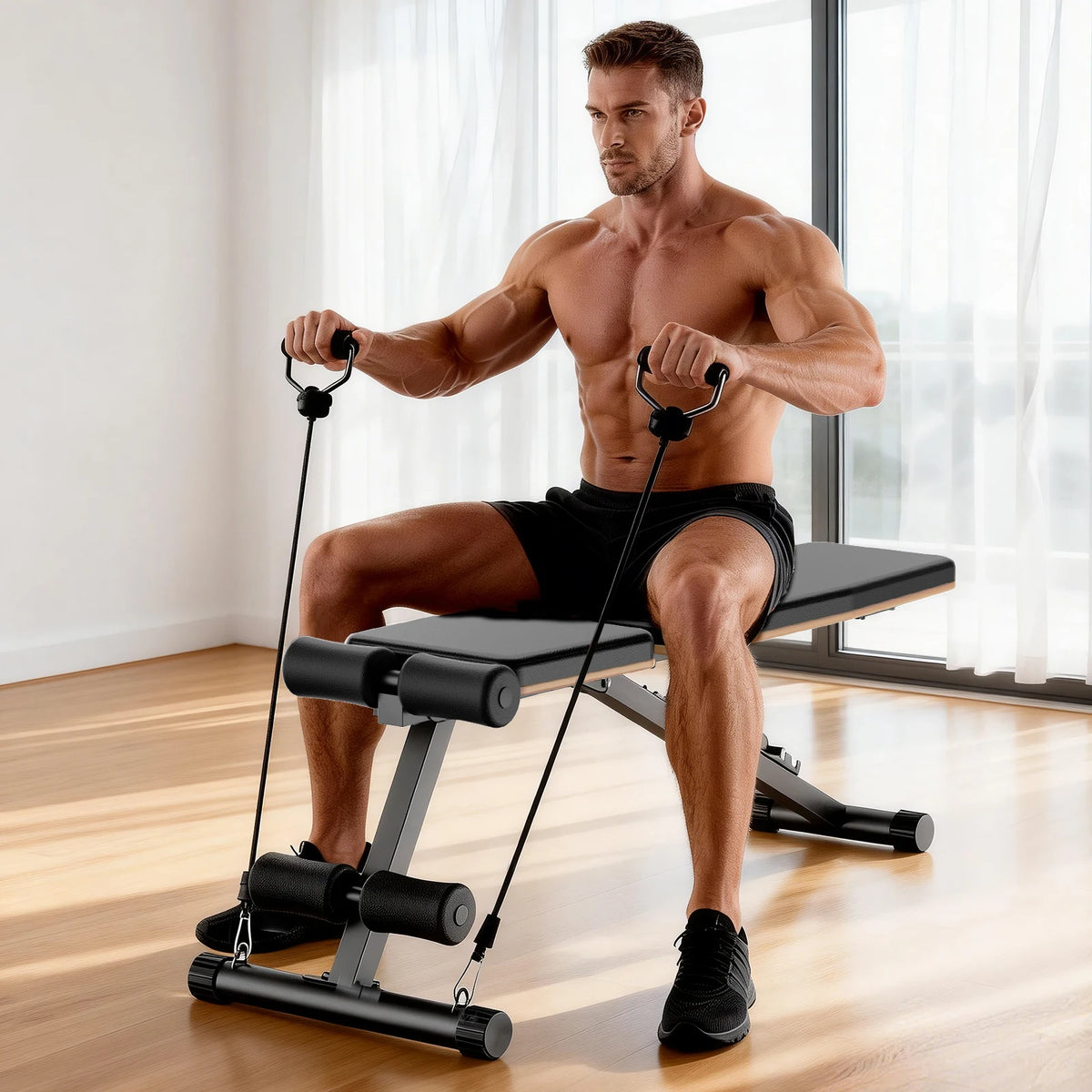 Foldable Dumbbell Bench Multifunctional Full Body Workout Home Gym/Adjustable Weight Bench with 660 lbs Capacity for Chest Shoulder