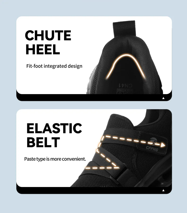 Velcro-Fastened Men's Breathable Casual/Work Safety Shoes with Impact and Puncture Resistance