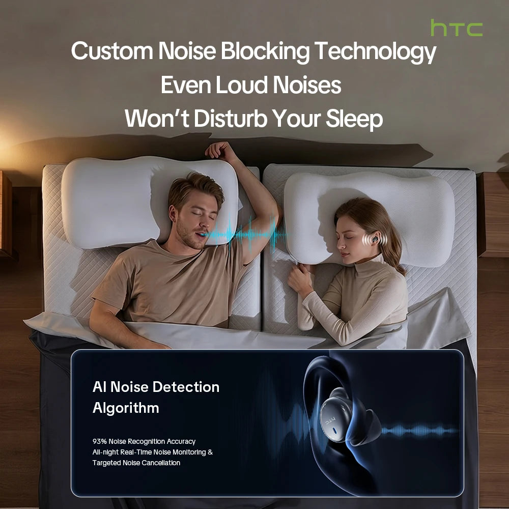 HTC NE92 Wireless Bluetooth 6.0 Sleep Earbuds In Ear Headphones/Mini Invisible Earbuds 30H Playtime Comfortable Secure Fit Earbud