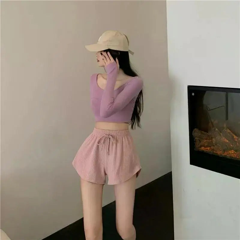 Women Gym Fitness Running Shorts Women's Summer Thin Style Loose/Casual Large Size Wide Leg High Waist A-word Sports Hot Pants