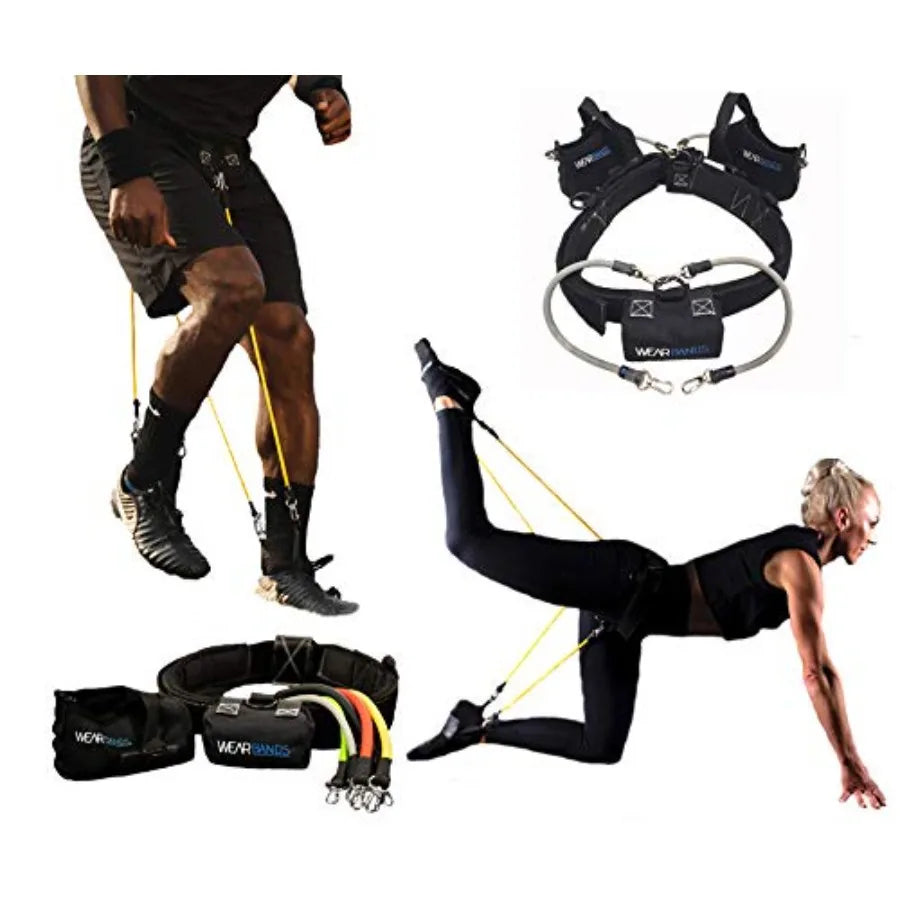 5-Level Resistance Bands Training System for Sports Fitness Training/in Black and Blue with Durable Material