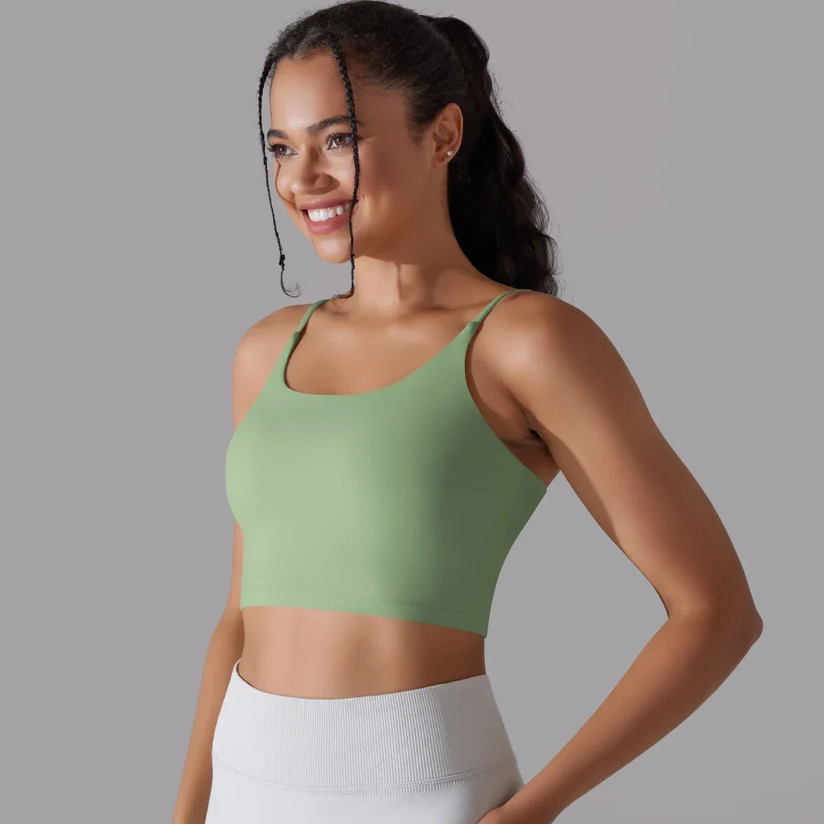 Solid Color Yoga Sports Bra Women Fixed Padded/Slim Gym Fitness Workout Undershirt Top