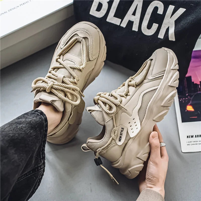 Men's Thick Sole Sport Shoes Simple Fashionable Casual Sneaker/High Quality Rubber Plastic Male Athletic Shoes Chunky Sneakers