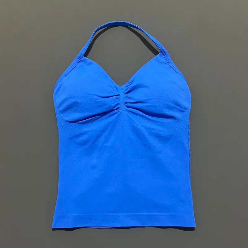 Histello Longline Strappy Top Women Sports Yoga Vest Fitness Tank Top/Gym Beautiful Open Back Bra Running Workout Halter