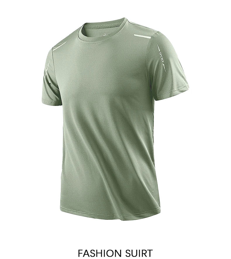 CHRLCK Men's Running Quick Drying T-shirts Breathable Hiking/Fishing Tees Soft Elasticity Outdoor Sports Short Shirt Summer