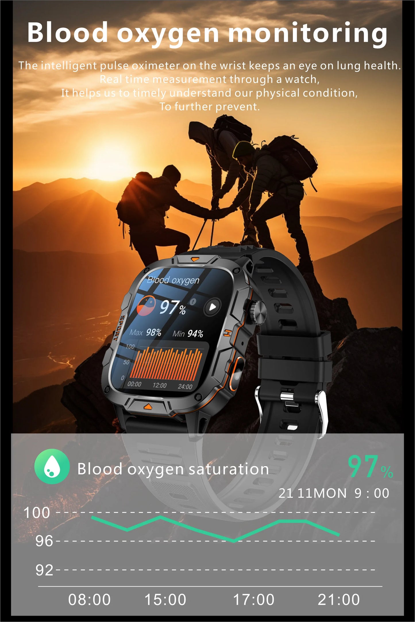 For Xiaomi Outdoor Sports Smart Watch GPS tracker 5ATM Flashlight/1.96" HD Display Screen Bluetooth call Men Fitness Watches