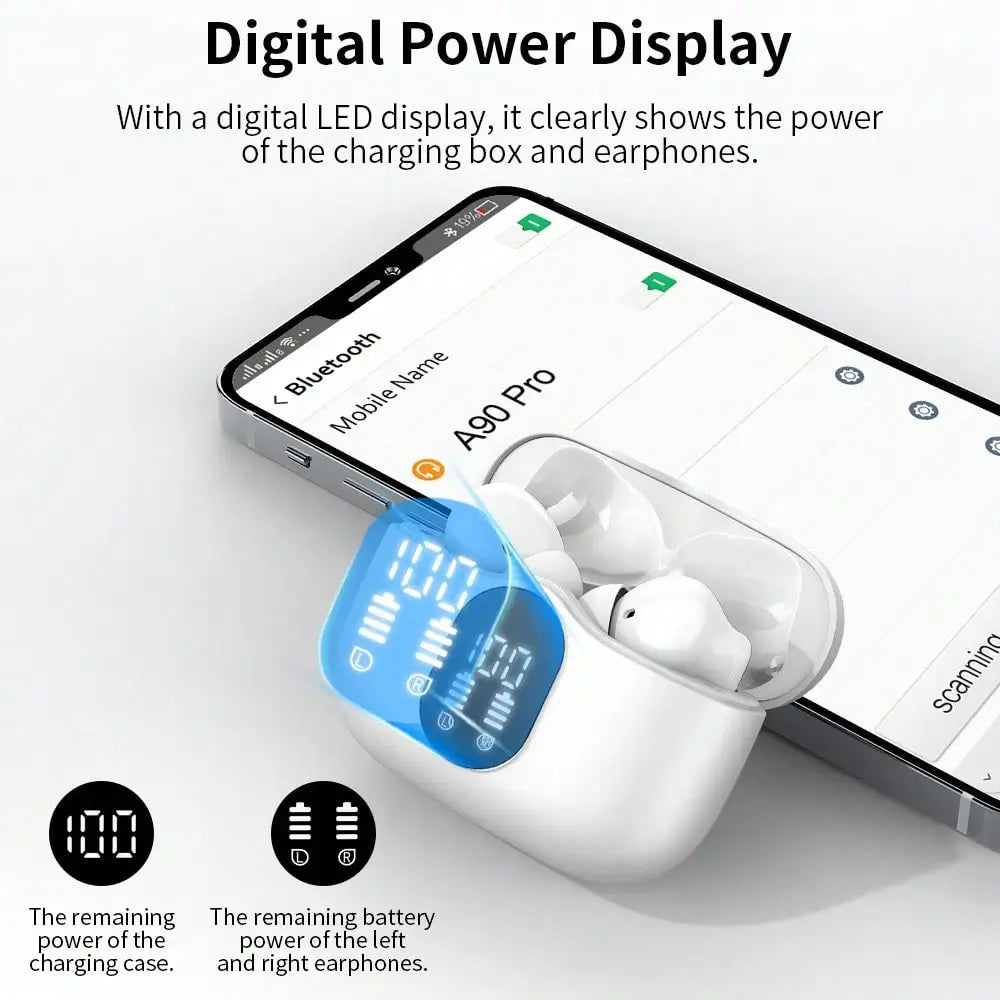 Ordtop Wireless Earbuds Bluetooth Headphones 48H Playtime Ear Buds/With LED Power Display, IPX7 Waterproof Bluetooth 5.4 Earphones