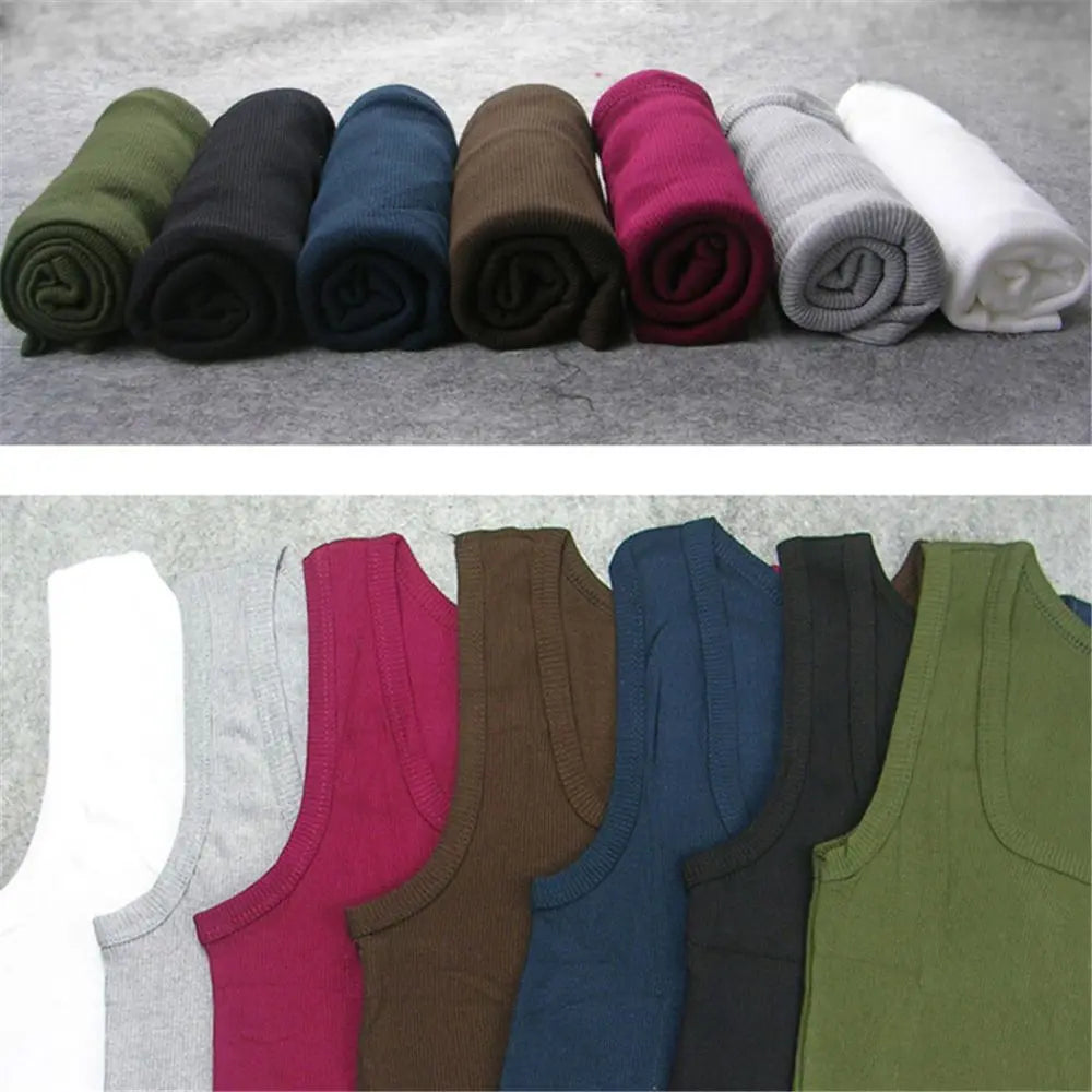 Hot Sale Men's Sleeveless Breathable Fitness Vest Basic Elastic Tank Top/Men's Cotton Bodybuilding T-shirt Classic Color Clothes