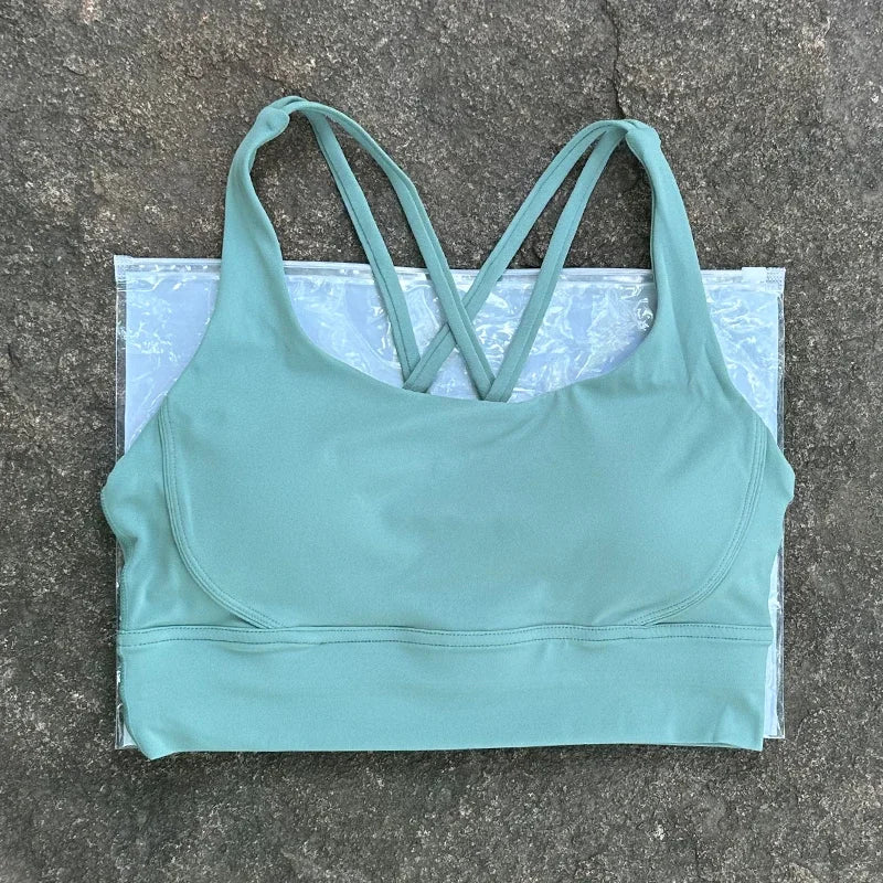 Women Sports Bra Sexy Criss Cross Straps Back High Support/Impact Yoga Underwear Running Fitness Gym Padded Bralette