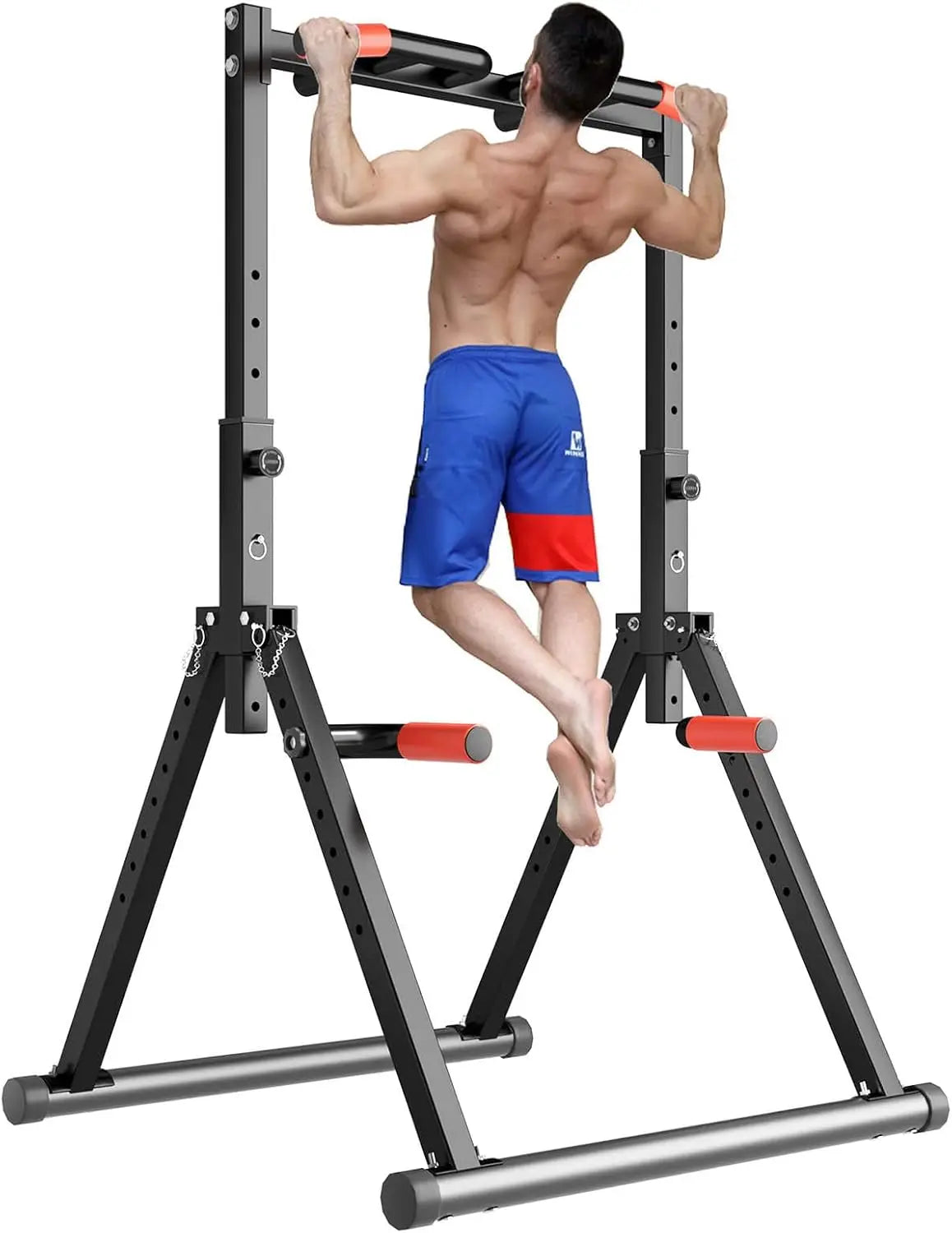 Dobests Foldable Power Tower Dip Station Pull Up Bar Station/Adjustable Multifunction Pull Up Tower Station Workout