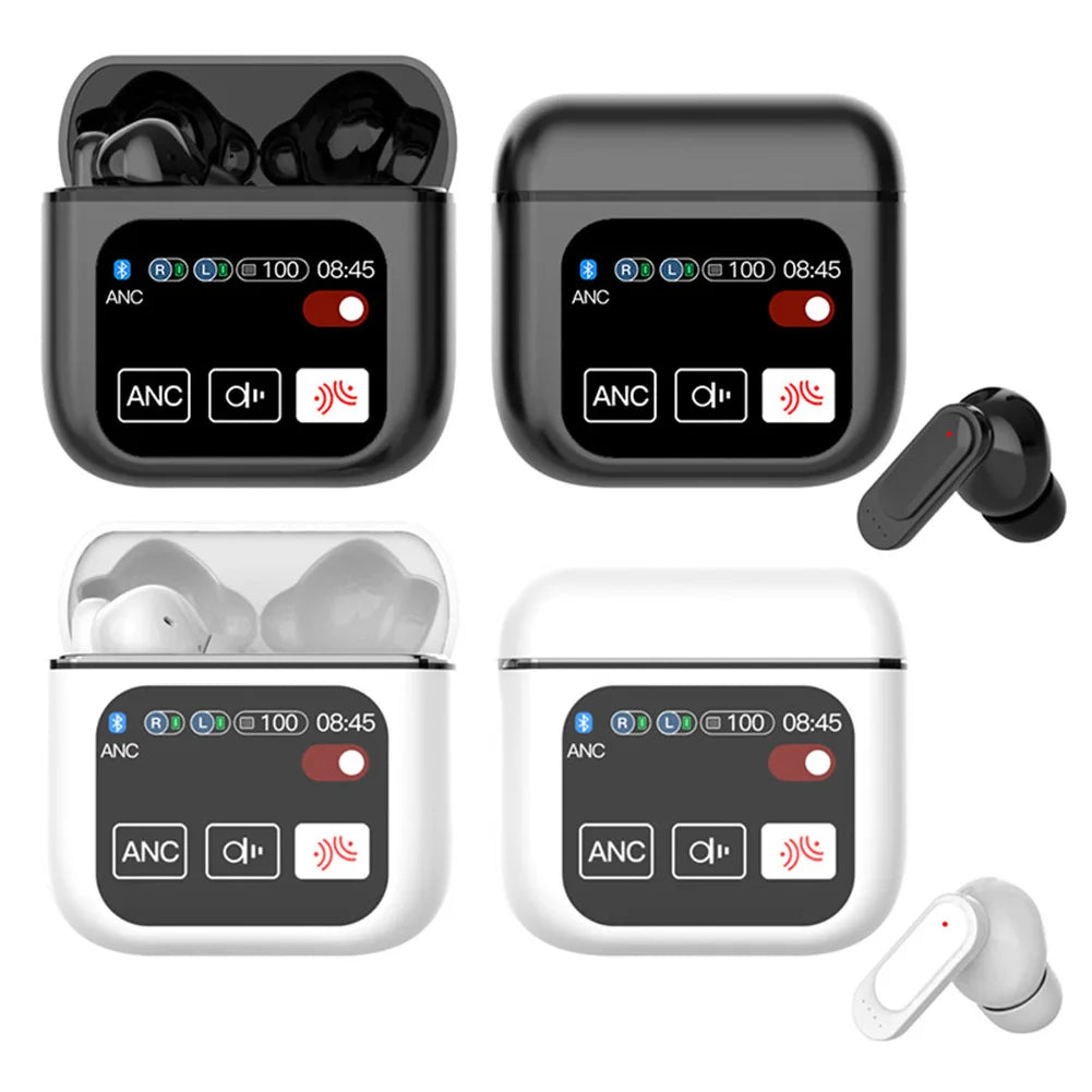 Bluetooth-Compatible 5.4 Headphones HD Touch Screen/In-Ear Earbuds ANC+ENC Noise Cancelling Long Battery Life