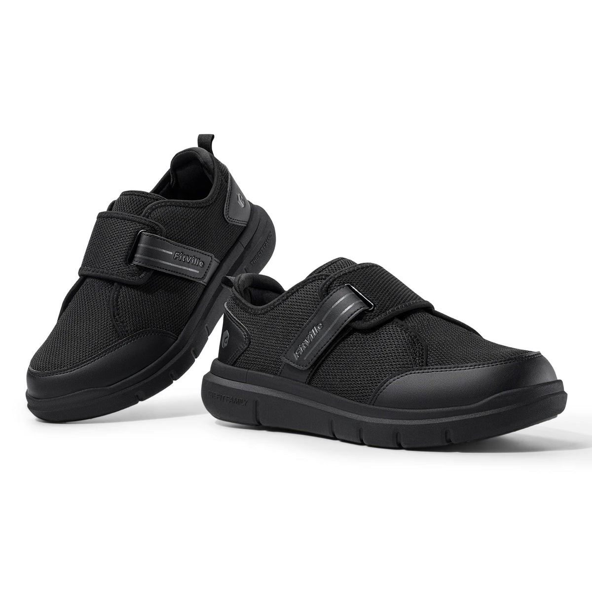FitVille Diabetic Shoes for Men Extra Wide Hook and Loop Walking Shoes/for Elderly for Swollen Feet Foot Pain Relief Neuropathy Shoes