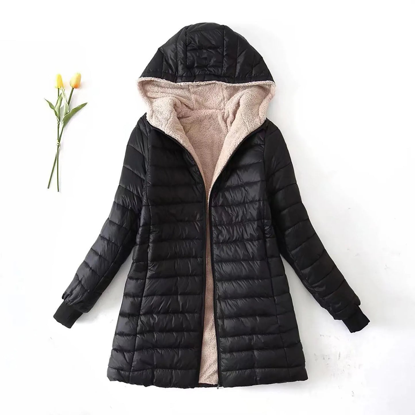 Women Plus Size Warm Plush Coats Winter Long Sleeve/Zip Up Overcoat Solid Warm Fleece Padded Jackets For Women