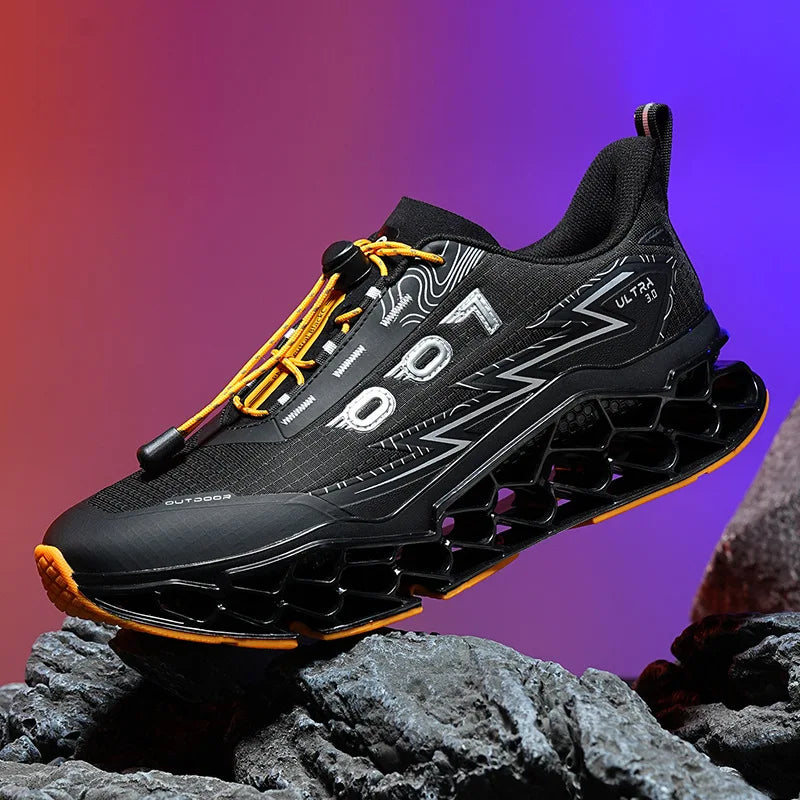 New Summer Men's 3D Printed Running Shoes Breathable Mesh/No-Lace-Up Thick-Soled, Shock-Absorbing Sports Shoes