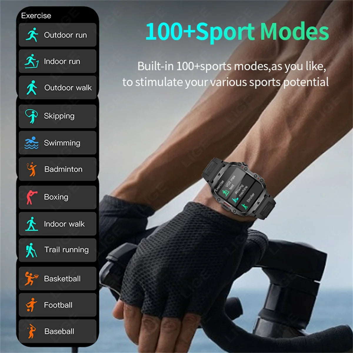 LIGE New Smart Watch 1.96 Inch Screen 420 Bluetooth Call/Watch Sports Fitness Waterproof Smartwatch For Men