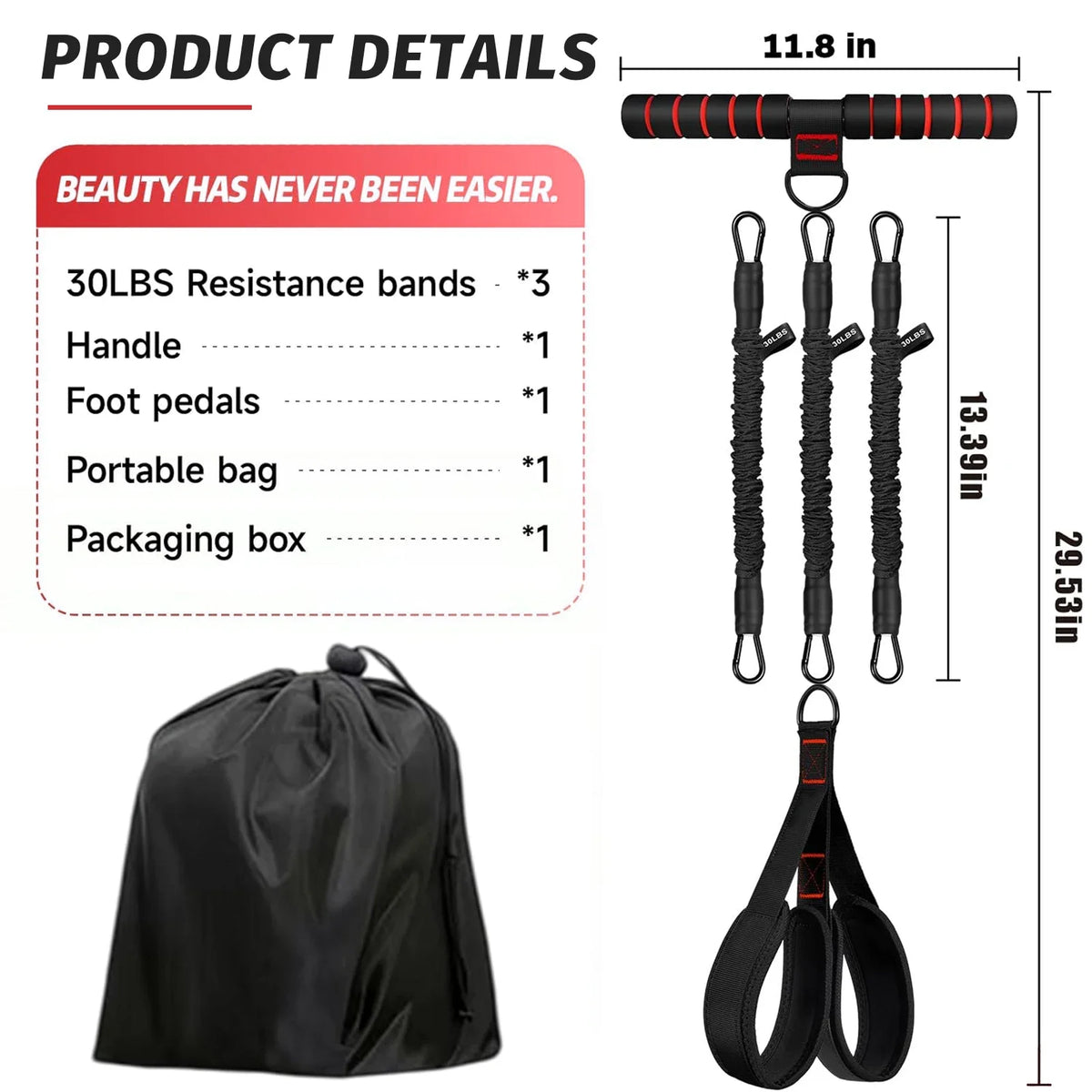 Upgrade Multifunction Pedal Resistance Band Workout Set/Elastic Pull Rope with Handles Door Anchor & Foot Loops