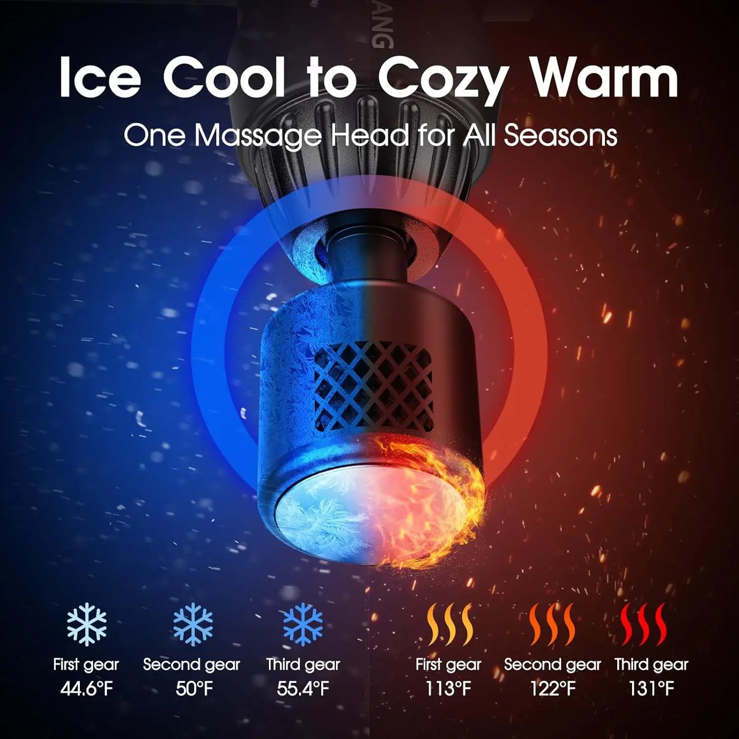 LINGTENG Handheld Hot & Cold Massage Gun/7 Silent Heads Deep Tissue Percussion Massager