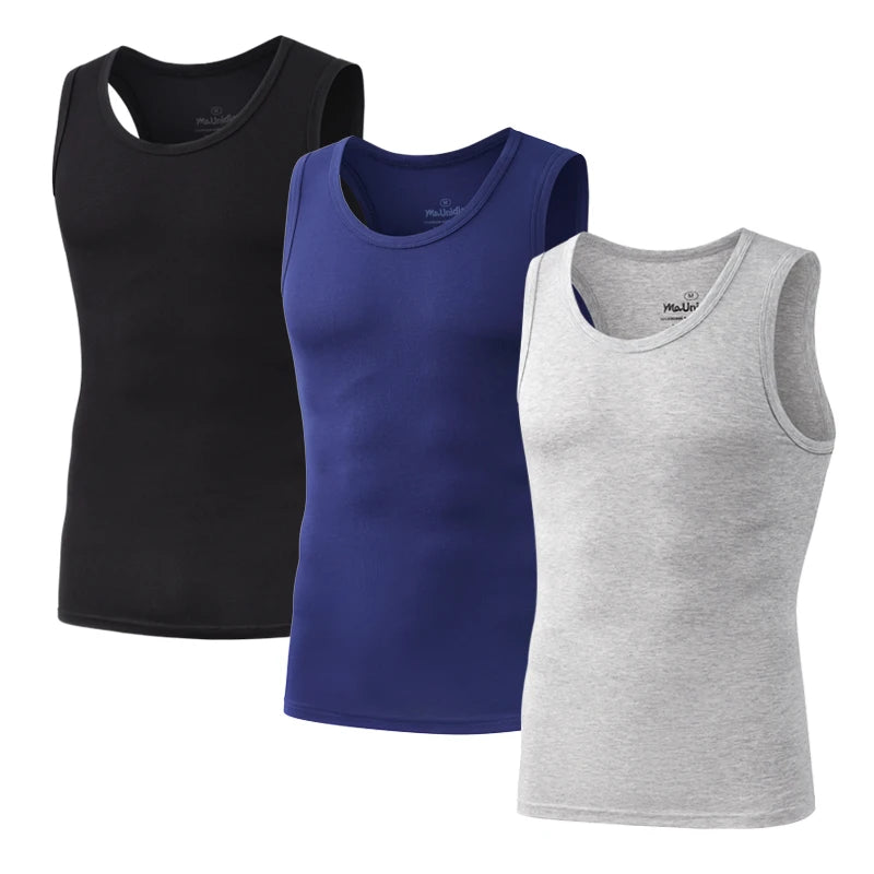 3Pcs/Pack Solid Color Men's Tank Top Sleeveless Undershirts/Men Vest Gym T-Shirt High Quality Bamboo Fiber Man Singlets Sports