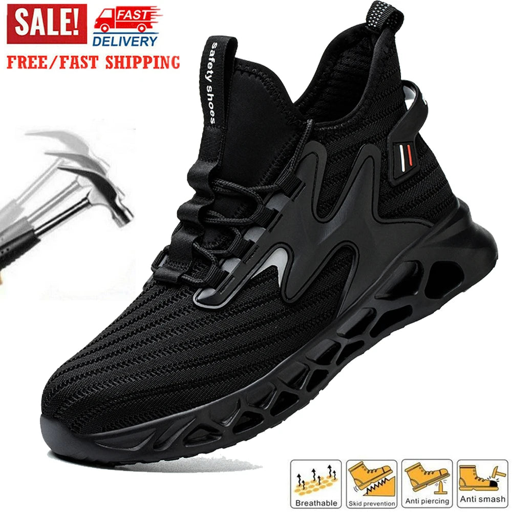 Safety Shoes Steel Toe Boots for Men Comfortable Work Shoes/Anti shock Anti-Drop Work Sneakers Protective Boots
