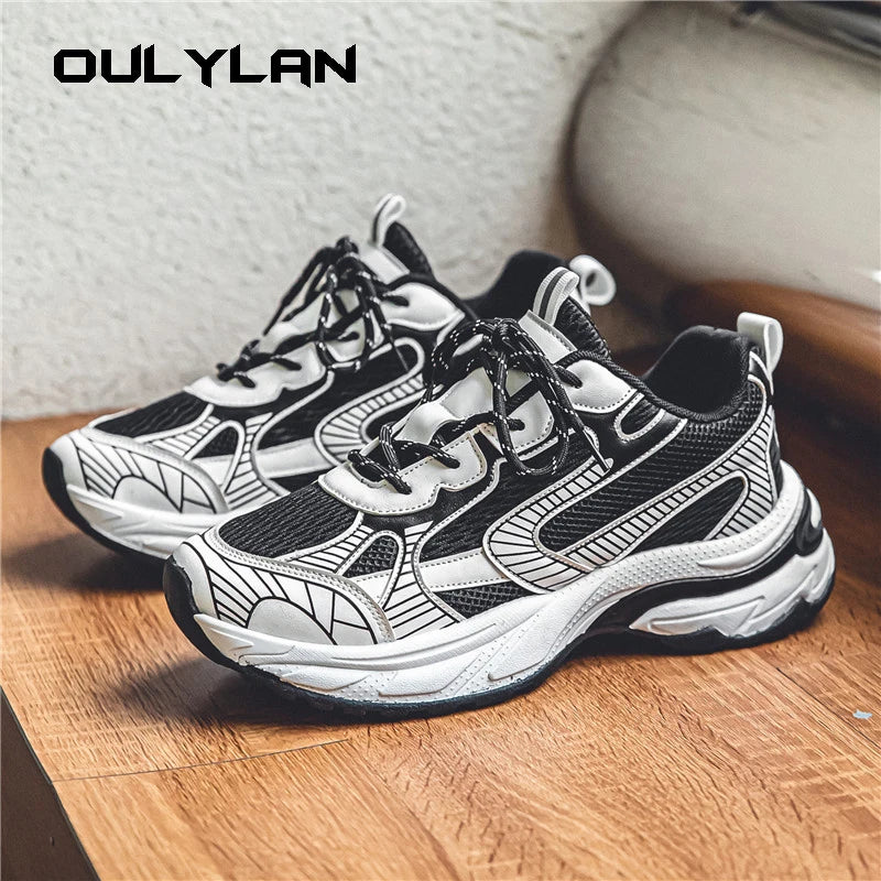 Fashion Retro Men's Shoes Design Sports Running Shoes for Men/Unique Design Sneakers Casual Trendy Thick Soled Shoes