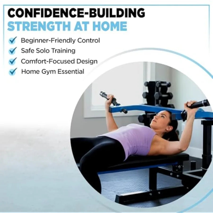 Home Gym Strength Training Machine for Chest Press/and Leg Extension Curl Adjustable Steel Frame with Black Finish