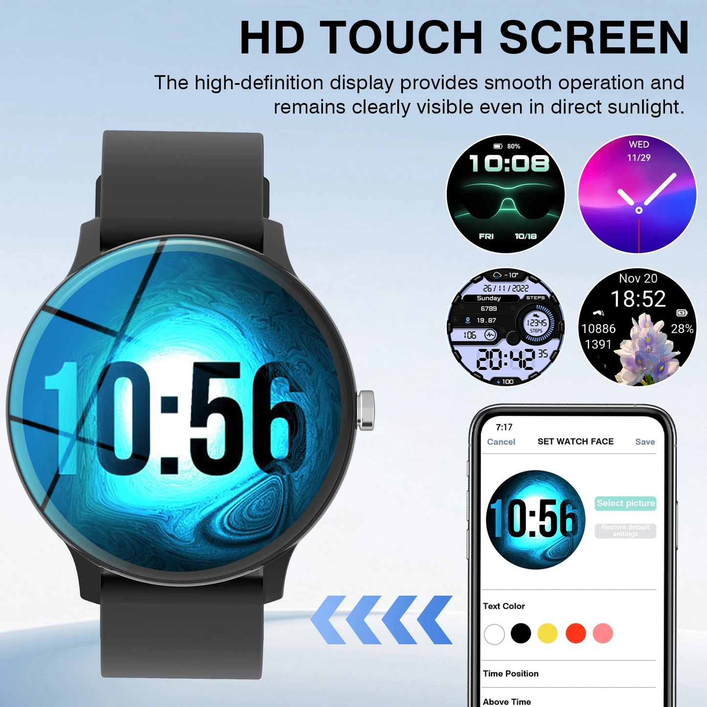 New Full Touch High Definition Men's & Women's Sports Smartwatch Features/Answering Calls, Motion Tracking For Android & Iphone
