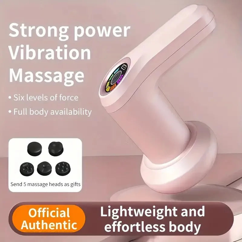 Portable Massage Gun Multifunctional Massager with 5 Massage Heads/USB Charging and Fat Pushing Machine White Suitable for Body