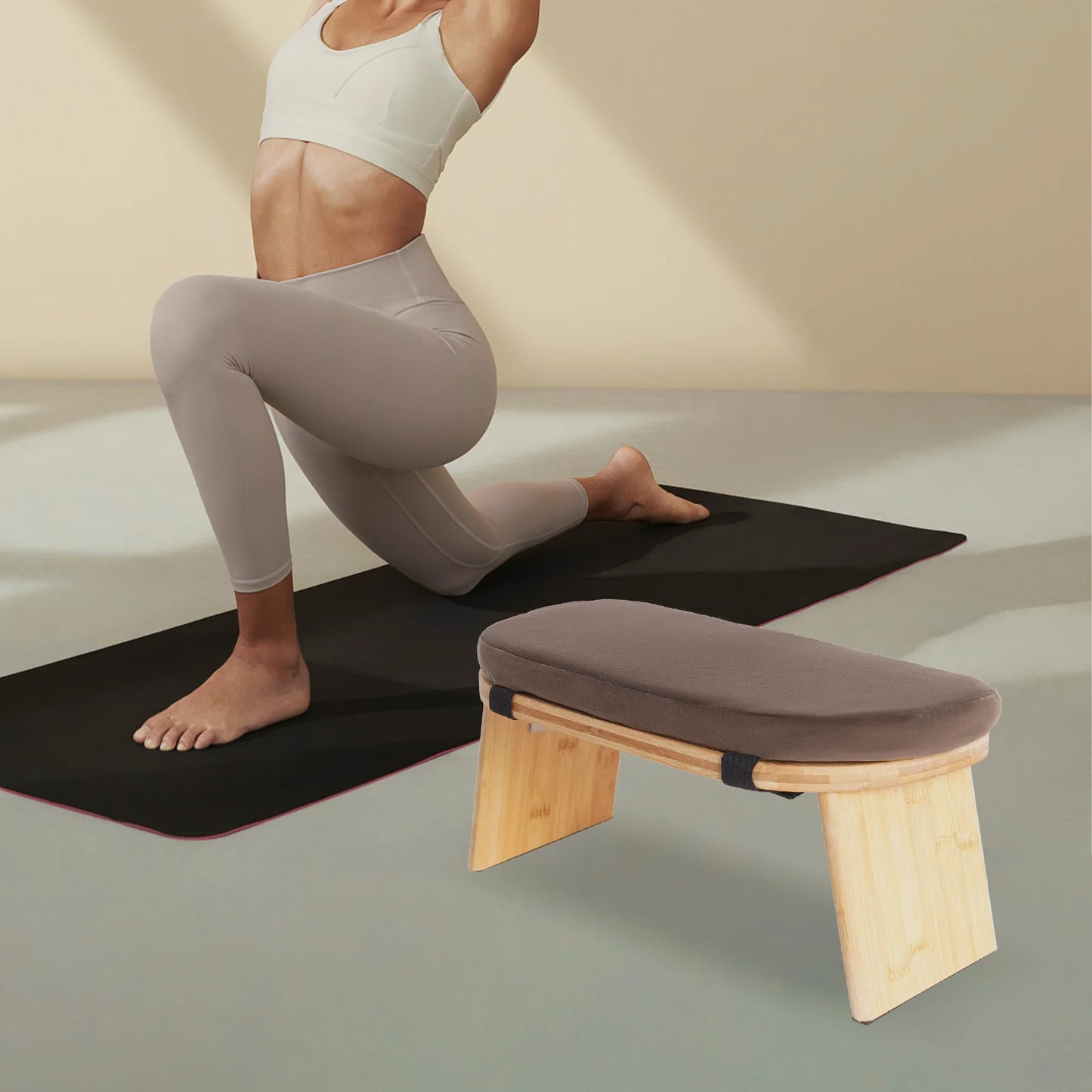 Meditation Prayer Bench, Portable Foldable & 5° Ergonomic Tilt Kneeling Meditation/Yoga Stool with Cushion & Carry Bag for Home/Studio/Gym