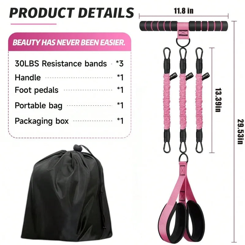 Upgrade Multifunction Pedal Resistance Band Workout Set/Elastic Pull Rope with Handles Door Anchor & Foot Loops