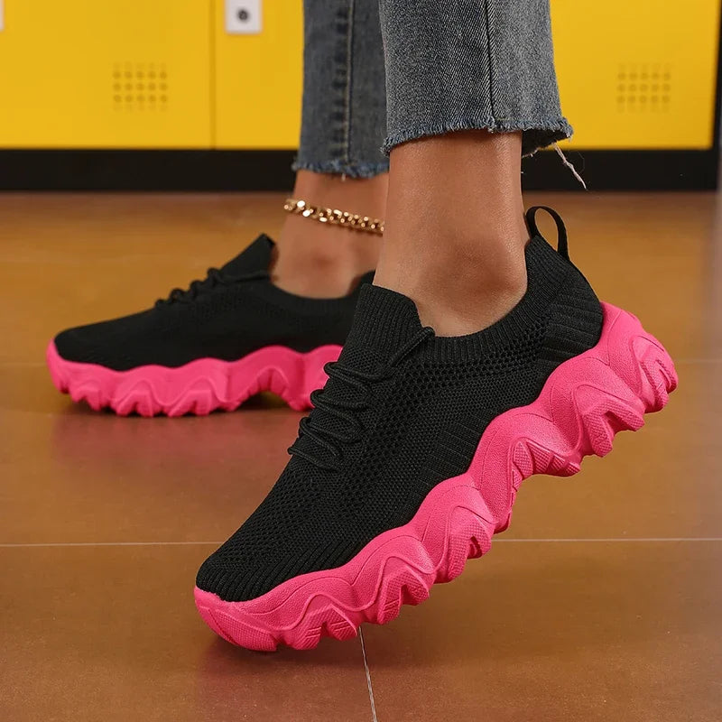 Women' Cute Lace Up Mesh Shoes Versatile Fashionable Design Sneakers/Lightweight Breathable Comfort Outdoors Walking Train Shoes