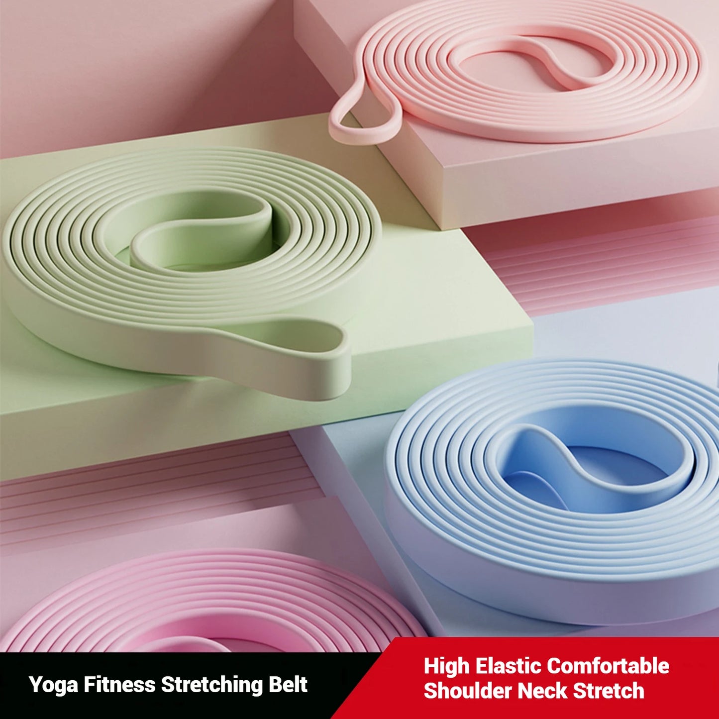 WOSWEIR-Ladies Silicone Fitness Stretch Band for Yoga Resistance Training/Tensile Stretching Pull-Up Assisted Exercise Band