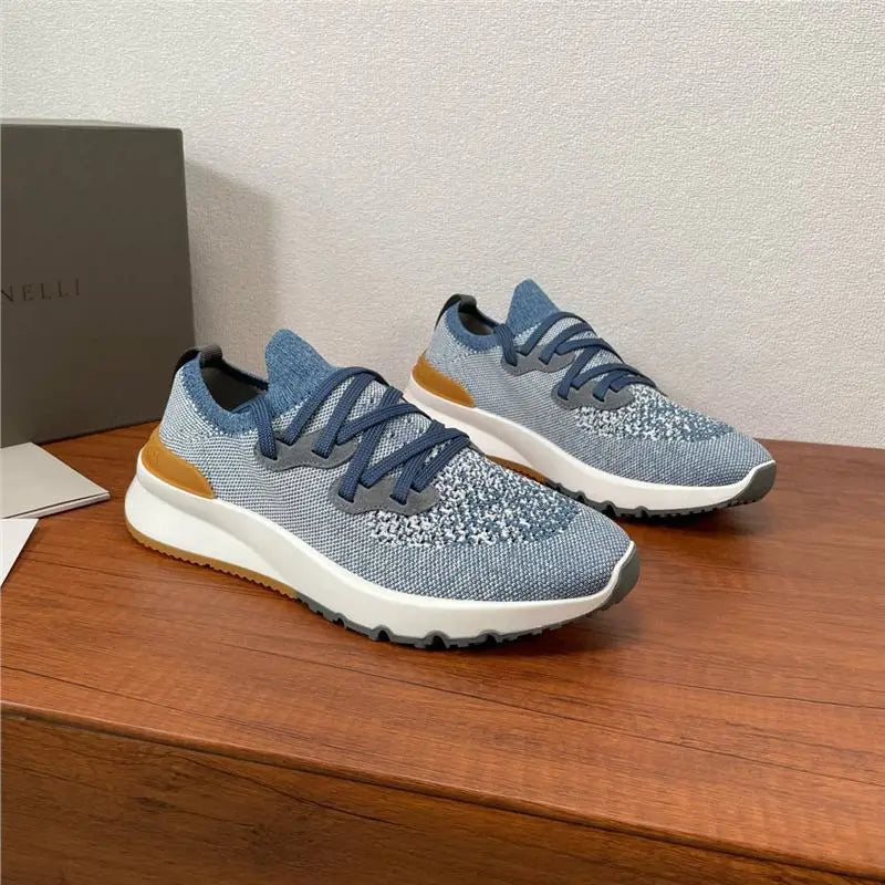 New Men's Lightweight Knitted Shoes Breathable Comfortable/Trendy Casual Athletic Sneakers Fashion Daily Footwear