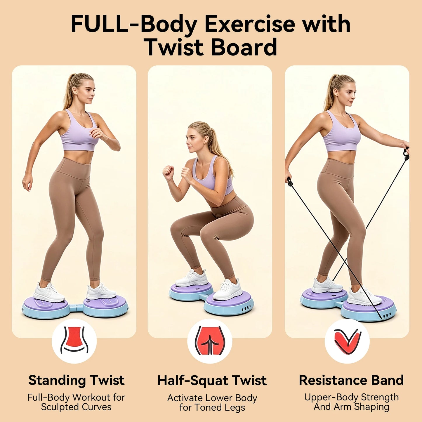 Multifunctional Waist Twisting Disc Portable Body Shaping Twist Board/for Waist & Leg Training Waist Massage Fitness Equipment Easy Storage