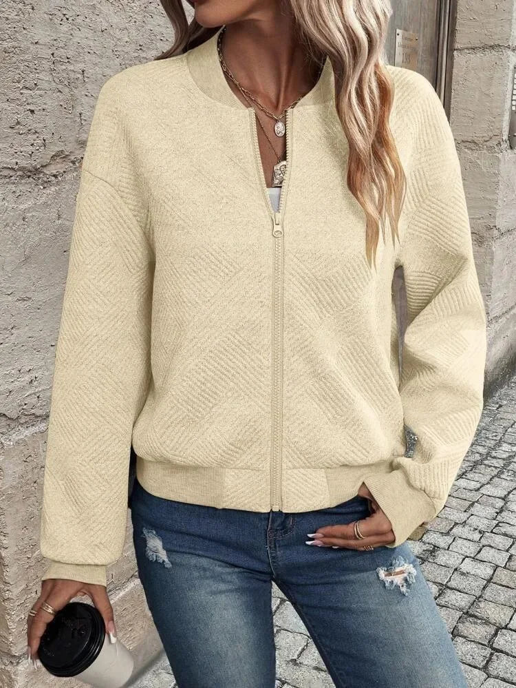 Autumn and Winter New Solid Color Zipper Jacket/with Collar Casual Coat for Women