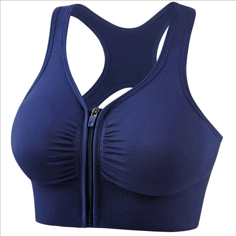 Women's sports bra fitness top front zipper design/sports vest fashionable bra yoga gym sports bra
