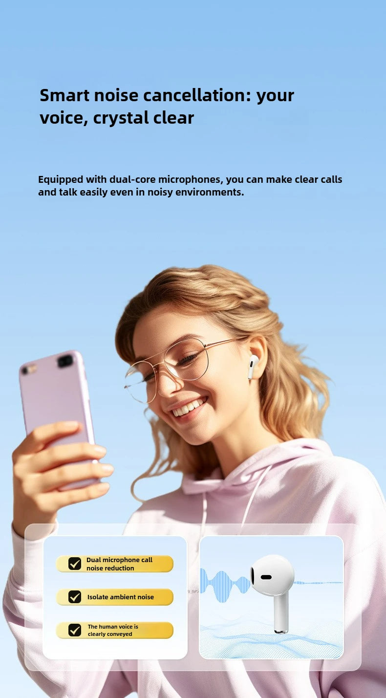 Air Pro4 wireless earphones Bluetooth 5.3 in ear earphones suitable for sports/gaming, and office work compatible with all ear