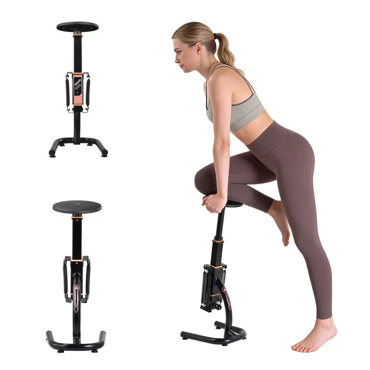 Squat Machine for Home Gym Adjustable Glute Leg Core Strengthener/Assisted Squat Trainer with Variable Resistance Intensity
