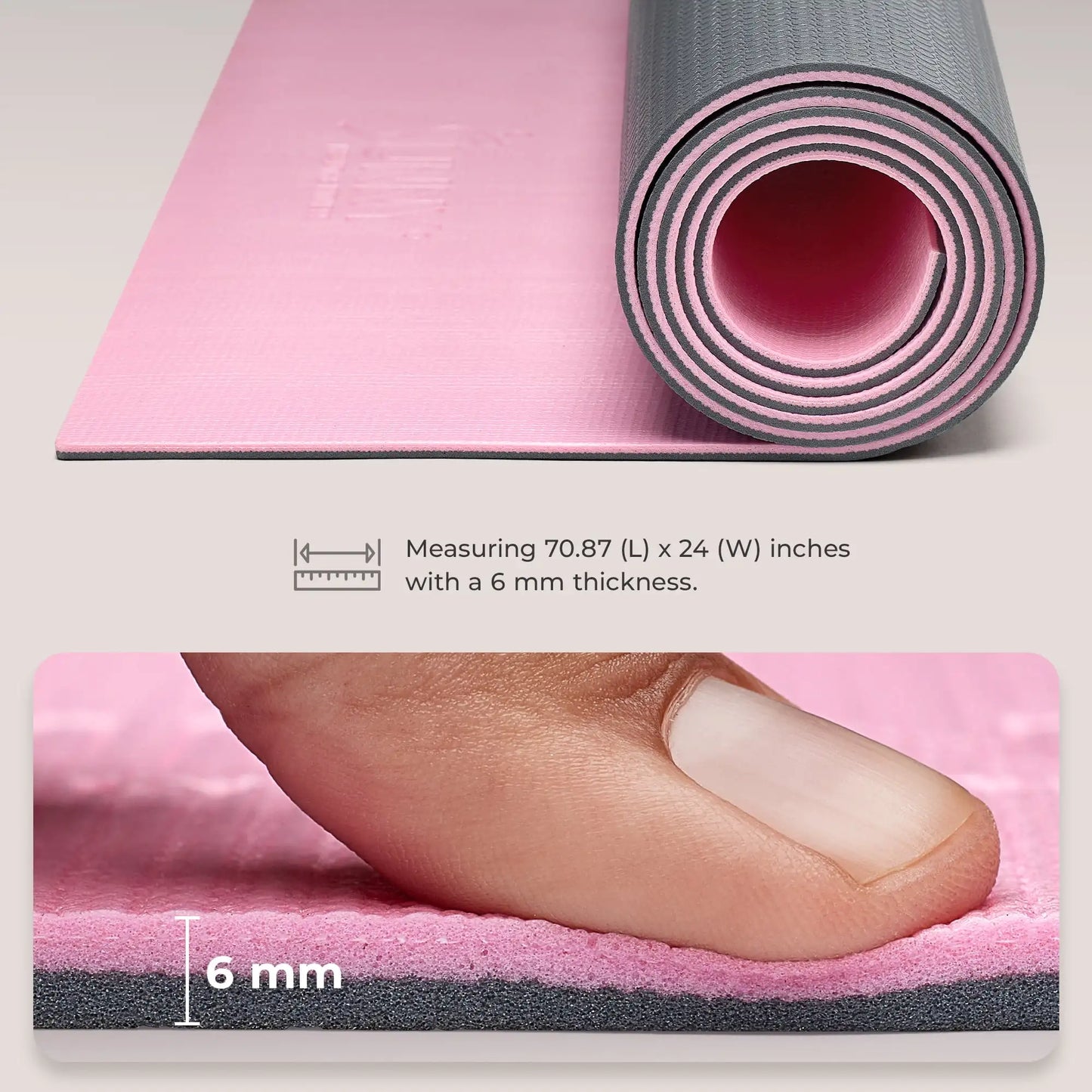 Anti-Slip Dual Color Exercise Yoga Mat (Pink)  yoga mat/exercise mat  gym mat workout mat