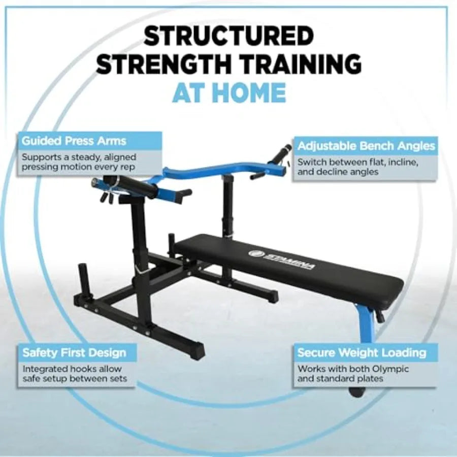 Home Gym Strength Training Machine for Chest Press/and Leg Extension Curl Adjustable Steel Frame with Black Finish