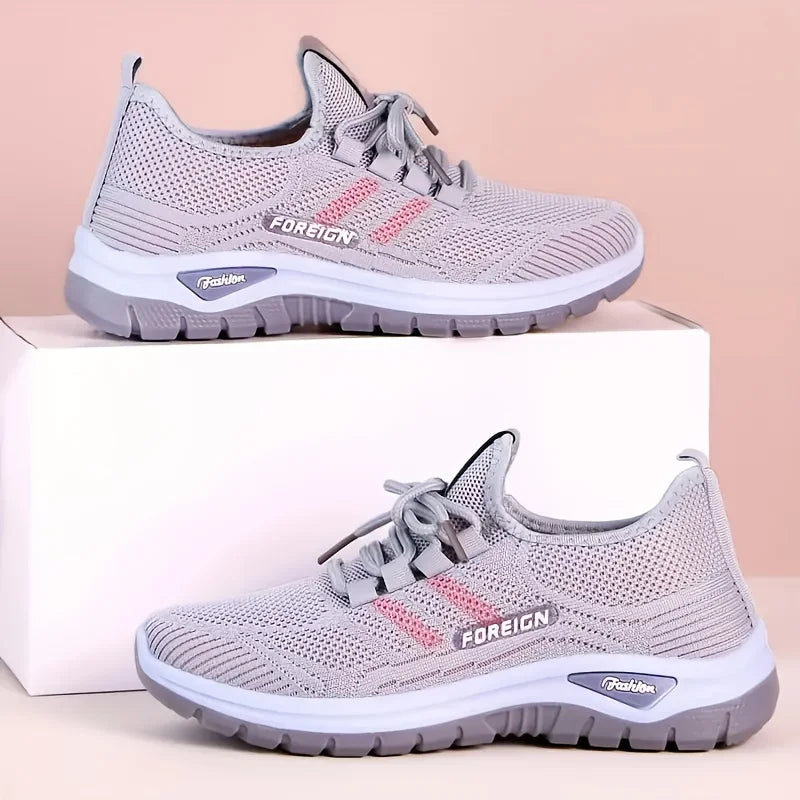 Women's Breathable Knit Walking Shoes Soft Cushion/Non Slip Lace Up Sneakers Lightweight Comfort Casual Daily Sports Shoes