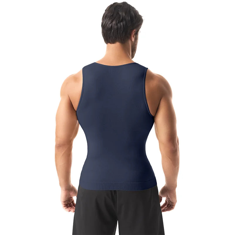 3 PCS Men Sleeveless Compression Vest Solid Slimming Body Shaper/Shirt Gym Workout T Shirt Tummy Control  Tank Tops