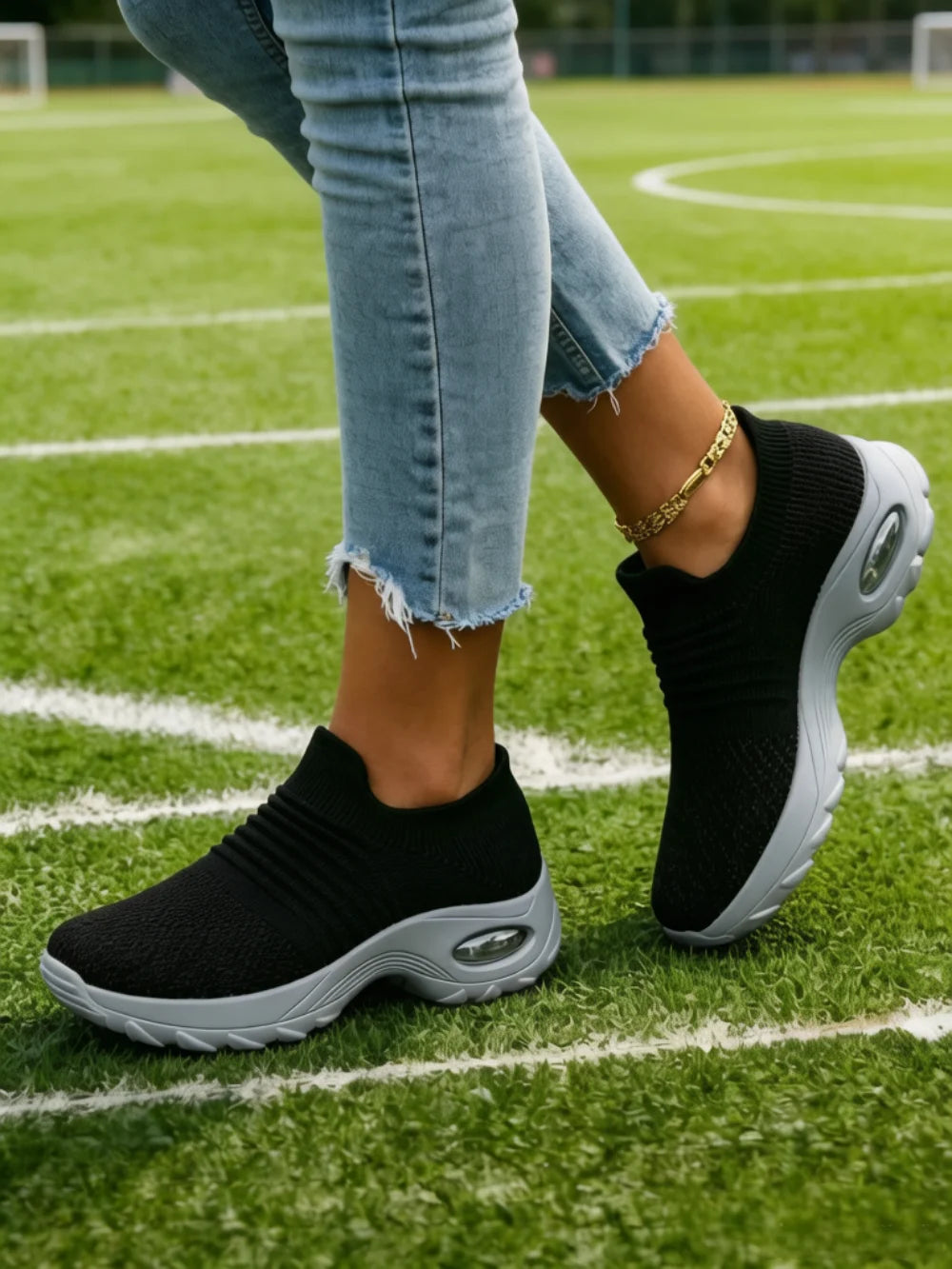 Women Breathable Mesh Rocker Bottom Sneakers Non Slip Shock Absorbing/Wedge Orthopedic Shoes Comfort Casual Footwear Daily Walking