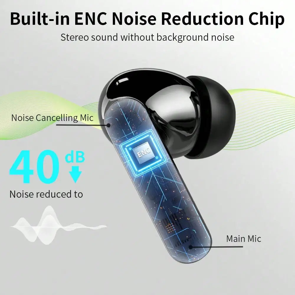 Ordtop Wireless Earbuds Bluetooth Headphones 48H Playtime Ear Buds/With LED Power Display, IPX7 Waterproof Bluetooth 5.4 Earphones