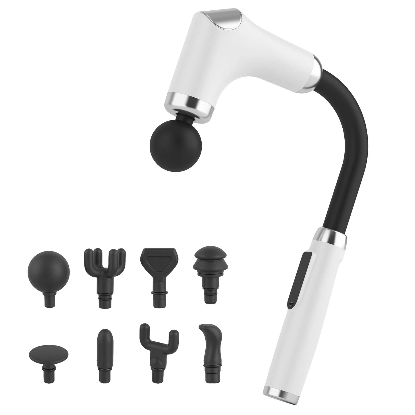 New 8-in-1 Long-Handle Massage Gun. Relieves Back and Full-Body Muscle Tension/6 Speeds & 3 Massage Modes for Deep Tissue