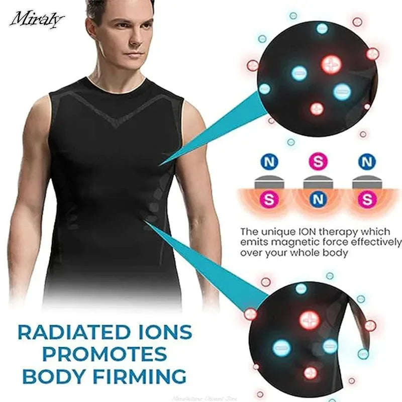 New Fashion Trends Summer Men Shapewear Ionic Shaping Vest Sleeveless Shirt Tight Compression Shirts Tank Top Breathable Ice Silk Vest