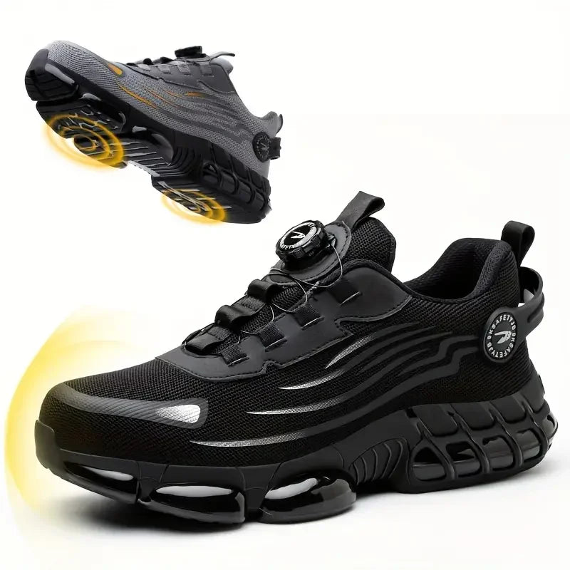 New Men's Safety Work Shoes Puncture Proof Indestructible/Rotated Buckle Waterproof Durable Sneakers for Men