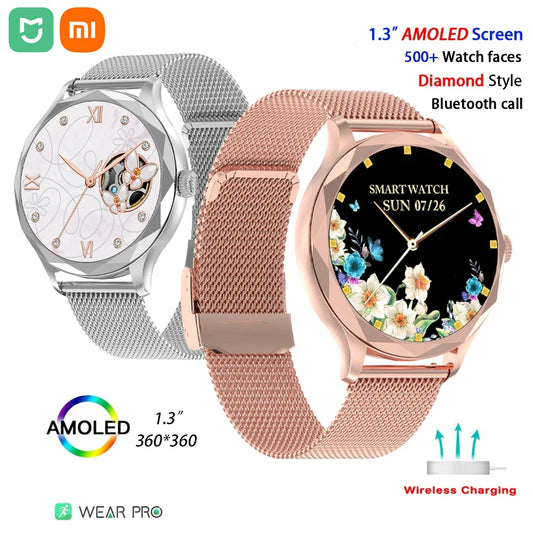 Fashion Smart Watch Women Ladies Diamond Style Smartwatch 1.3" AMOLED/Screen Watches Bracelet Smart Band